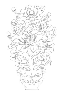 花卉花瓶线描图案设计