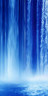 蓝色玄关瀑布山水画