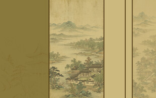新中式宋式美学山水画电视形象墙