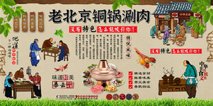 老北京铜锅涮肉背景墙