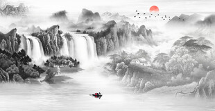新中式水墨山水画