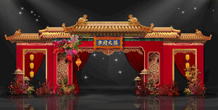 新中式屋檐门头龙凤呈祥效果图