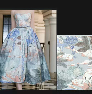 高清油画风抹胸蓬蓬礼服裙