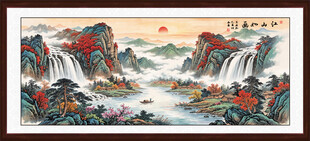 八方聚财山水画