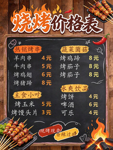 烧烤店价格表海报