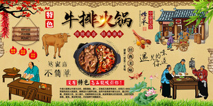 牛排火锅背景墙