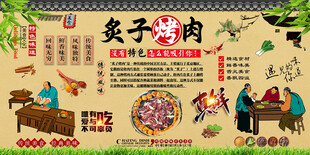 炙子烤肉背景墙
