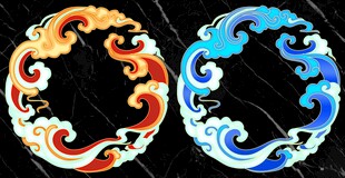 红蓝双色祥云纹样