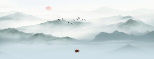 新中式水墨山水画