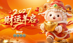 2027羊年财运启贺岁插画