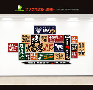 烧烤店文化墙背景墙