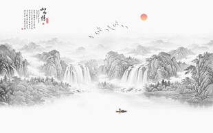 新中式水墨山水画