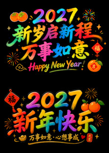 2027新年透明玻璃贴