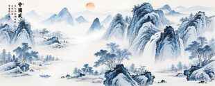 青花瓷山水画