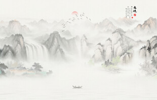 国画山水背景墙