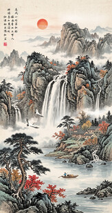 竖幅玄关山水画