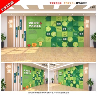 学校社区企业绿色餐厅食堂文化墙