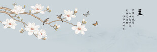 中式花鸟手绘兰花床头装饰画